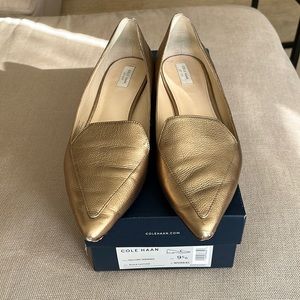 COLE HAAN Women’s Dellora Skimmer Loafer Flat, Color: Metallic Gold, Sz. 9.5 B